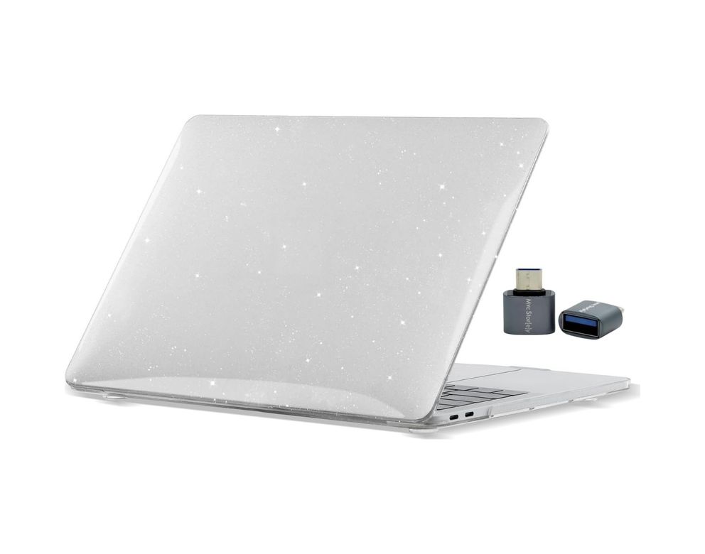 3DMakerpro 131611808 Macbook Air M1 Kılıfı 13.3 İnç A2337 A2179 A1932 Uyumlu Şeffaf Simli Kristal Parlak Sert Kapak Hard Case Koruyucu Kılıf Çizilme Önleyici Laptop Kılıfı Şeffaf