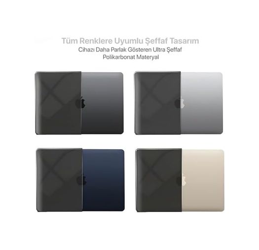 3DMakerpro 131612193 Macbook Air 13,6 İle Uyumlu M5 A3449 M4 A3240 M3 A3113 M2 A2681 Polikarbonat Sert Koruyucu Çizilme Ve Darbe Önleyici Kılıf Siyah Şeffaf, 13.6 İnç 2022-26