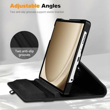 3DMakerpro 132313341 Galaxy Tab A9 Plus X210/galaxy Tab A11+ Yatay Ve Dikey Standlı 360 Derece Döner Tablet Kılıfı Siyah