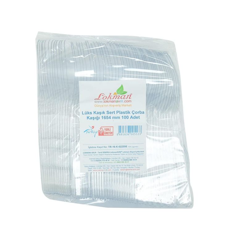 3Er 57855210131302080184975 Lokmanavm Lüks Kaşık Sert Plastik Çorba Kaşığı 1654 Mm Şeffaf 100 Adet 1 Paket Açık Ahşap