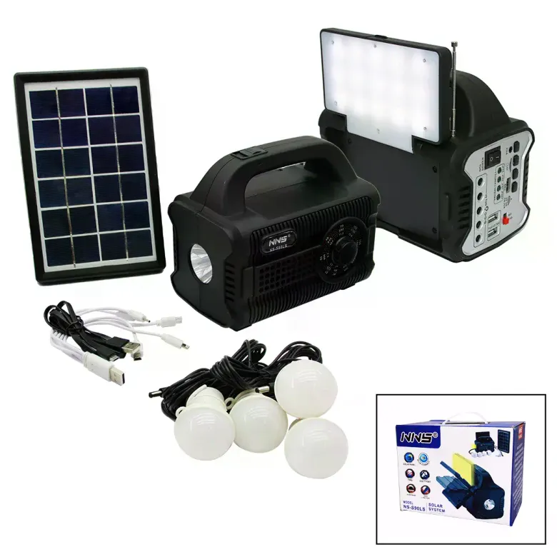 3IN1 - Solar 2İN1 Sabit+oynar Başlı El Feneri - Radyo - MP3 Bluetooth - Usb/ Tf Port - 4 Parça Ampul