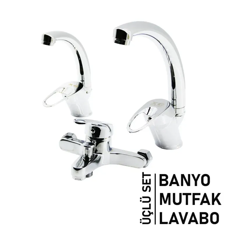 3LÜ SET   BANYO - EVYE MUTFAK - LAVABO   AÇ KAPA  MİX BATARYA MUSLUK (4745)
