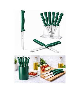 3M 131573246 6&apos Lı Tırtıklı Meyve Bıçağı Seti, Paslanmaz Çelik, Ergonomik Kaymaz Sap, Ultra Keskin, Meyve Ve Sebze İçin, 18 Cm Yeşil