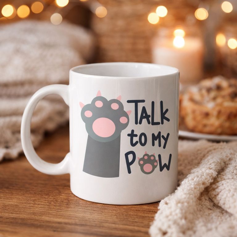3MDMyNzcxMjY2OA-BLNC Talk To My Paw Sevimli Kedi Patili Porselen Kupa Model 57 Diğer
