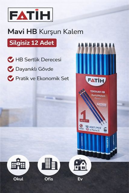 3MjAyMjEwNDc4MA-BLNC Fatih Mercanlı 12010 Hb Kurşun Kalem 12 Adet Çok Renkli