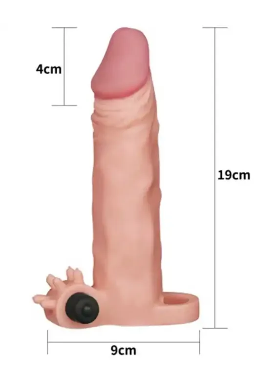 4 Cm Uzatmalı Realistik Titreşimli Penis Kılıfı Melez Xtender