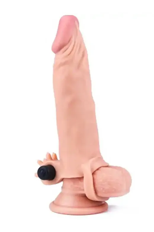 4 Cm Uzatmalı Realistik Titreşimli Penis Kılıfı Melez Xtender