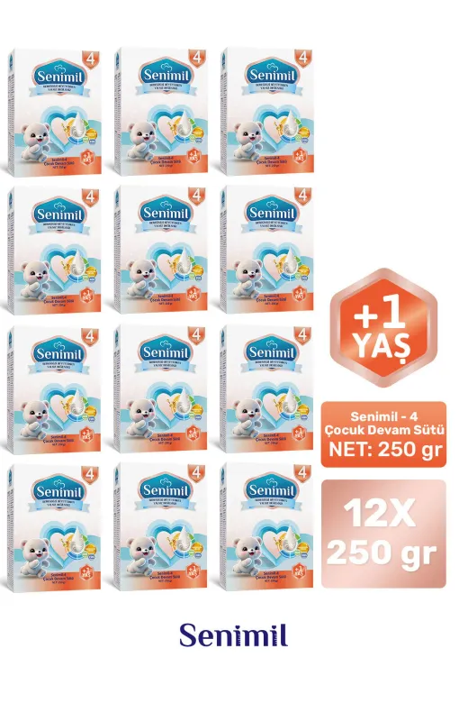 4 Çocuk Devam Sütü 250 Gr (+1 Yaş) 12 Li Avantaj Paketi