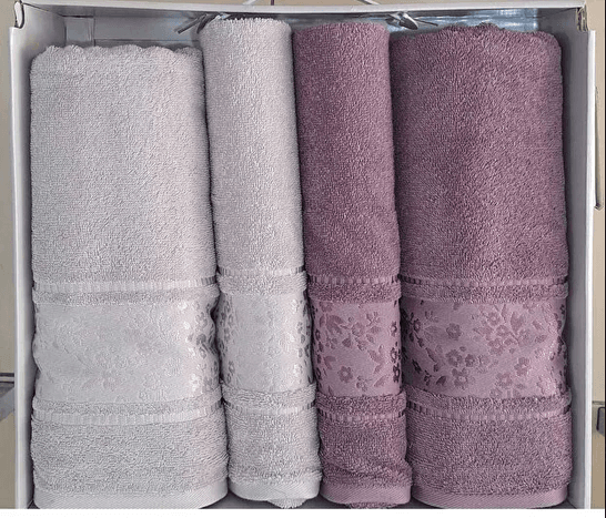 4 Parça Best Hamam Seti Banyo Havlu Takımı Camellıa Gri Mürdüm