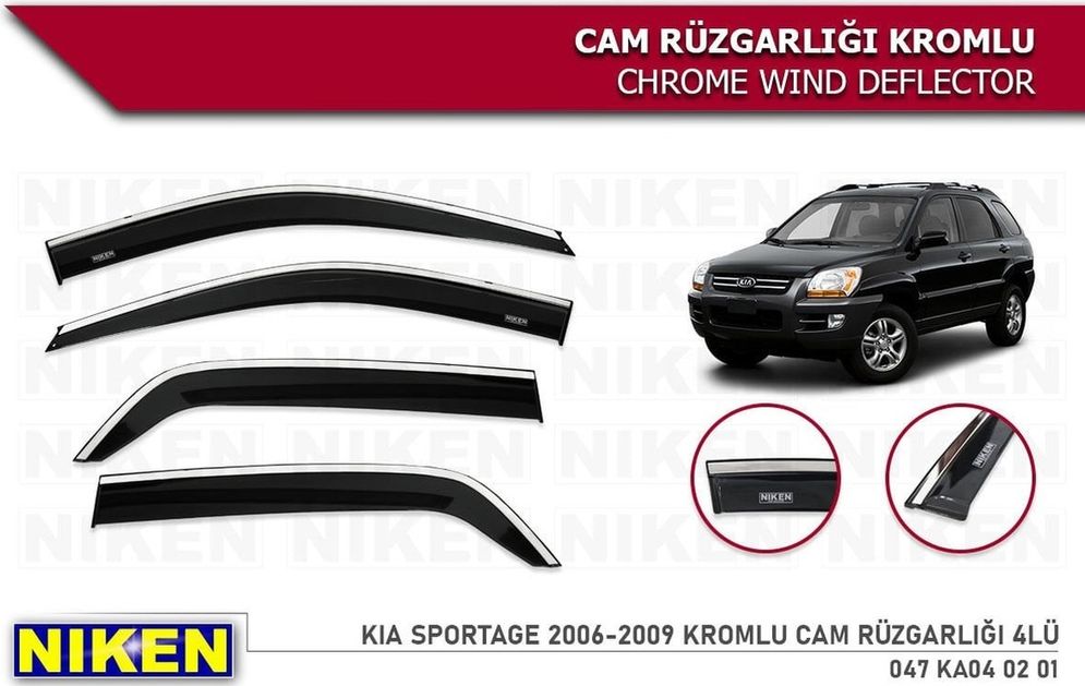 40471447 Kia Sportage Kromlu Cam Rüzgarlığı Niken 2005-2010