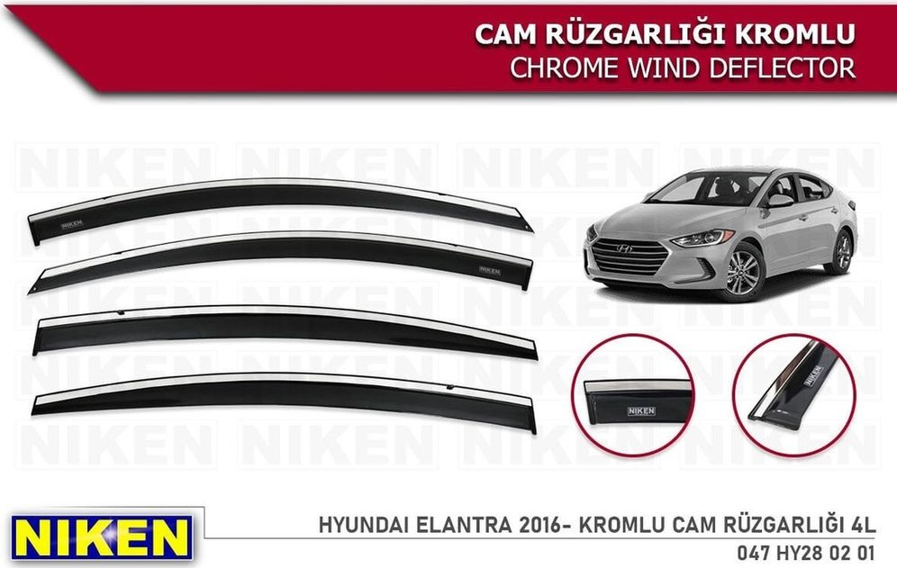 40471525 Hyundai Elantra Kromlu Cam Rüzgarlığı Niken 2016+