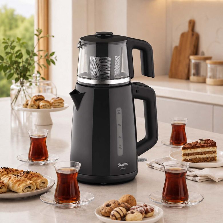-4099- Arzum Ar3151 Jollie Çay Makinesi 1650W, 1 L Demlik Kapasitesi, Siyah