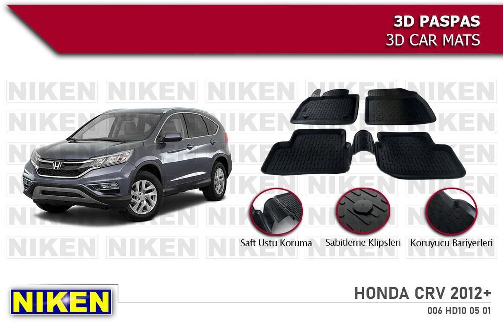 40992496 Honda Crv Havuzlu 3D Paspas Niken Siyah 2012-Sonrası