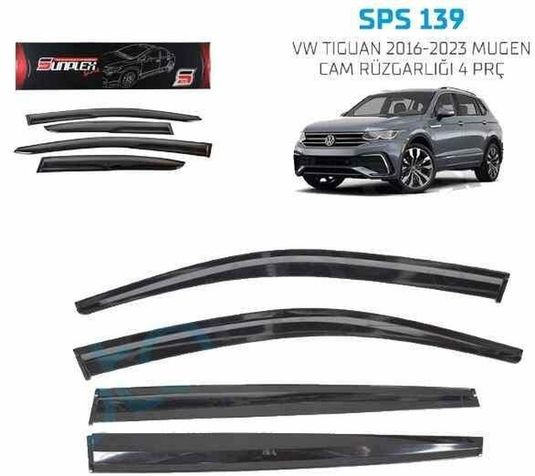 42528195 Vw Tiguan Mugen Cam Rüzgarlığı 2016-2023 Arası 4'lü Sunplex