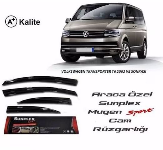 42528263 Vw Transporter T6 Mugen Cam Rüzgarlığı 2016+ Sonrası 4'lü Sunplex