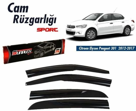 42570629 Peugeot 301 Mugen Cam Rüzgarlığı 2012-2017 Arası 4'lü Sunplex