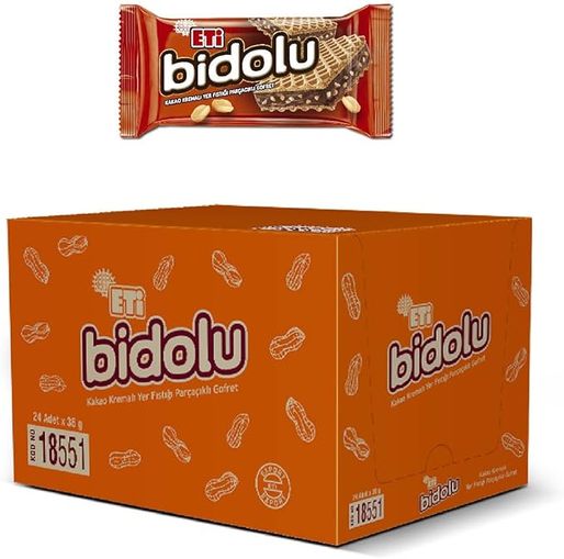 44112253 Eti Bidolu Kakao Kremalı Yer Fıstığı Parçacıklı Gofret 81 Gr 12 Adet