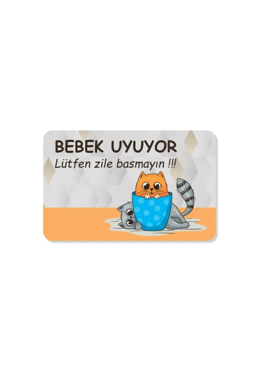 444569mm44651001 Bebek Uyuyor Lütfen Zile Basmayın Yazılır Dekoratif Dış Kapı Önü Ve Iç Mekan Paspası Yıkanabilir