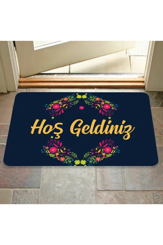 45615gh774651001 Hoş Geldiniz Yazılır Dekoratif Dış Kapı Önü Ve Iç Mekan Paspası Yıkanabilir