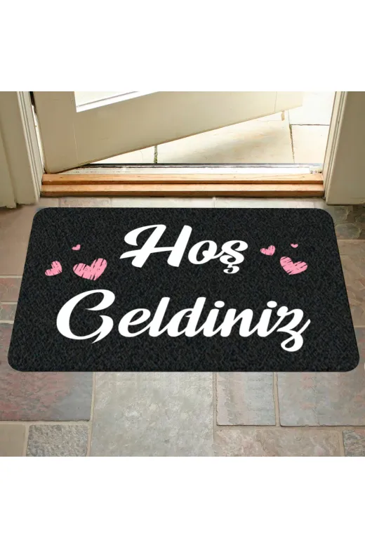 45615ghgb44651001 Hoş Geldiniz Yazılır Dekoratif Dış Kapı Önü Ve Iç Mekan Paspası Yıkanabilir