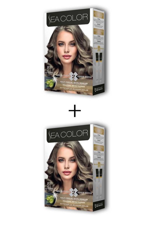 46867867 Sea Color 2X2 Tüp Krem Saç Boyası Seti Küllü Açık Kumral No:8.1