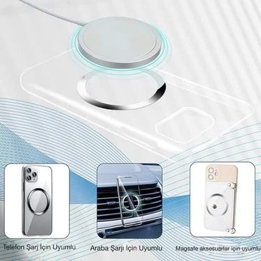 4Berry 133250013 Power Metal Magsafe Halka Yüzük Ring İphone 8 Ve Üstü Model İle Uyumlu Gümüş 2&apos Li Paket Lvrng2