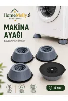 4lü Beyaz Eşya Makine ve Koltuk Yatak Masa Silikon Tabanlı Ses ve Yükseltici Titreşim Önleyici Ayak