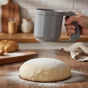 4moms 131621466 Basmalı Un Eleği 11X10 Cm Tek Elle Kullanım, Paslanmaz Tel Süzgeç, Hamur Ve Tatlılar İçin Pratik Elek, Antrasit