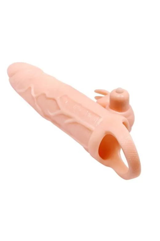 5 Cm Dolgu Uzatmalı 10 Fonksiyonlu Çift Titreşimli Penis Kılıfı Prezervatif Vibratör