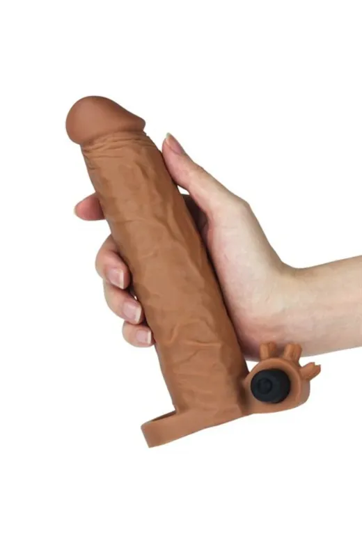 5 Cm Uzatmalı Realistik Titreşimli Penis Kılıfı Melez Xtender