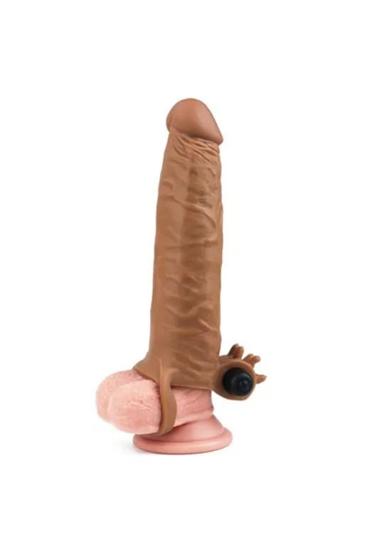 5 Cm Uzatmalı Realistik Titreşimli Penis Kılıfı Melez Xtender