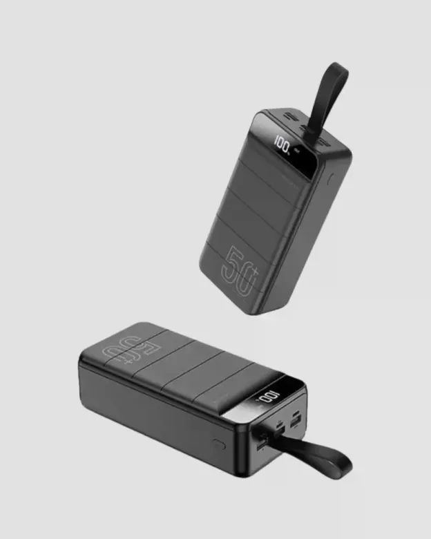 50.000 mAh Ultra Güçlü Powerbank 4 USB Çıkışlı, LED Dijital Göstergeli, Hızlı Şarj Destekli Taşınabi