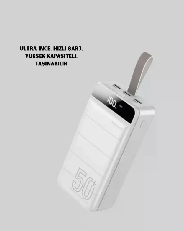 50000mAh Yüksek Kapasiteli Powerbank Hızlı Şarj ve LED Ekranlı