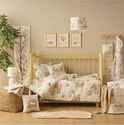 57855210113924480184975 Bella Maıson Sloth Hayvan Baskılı%70 Pamuk%30 Polyester Oyuncak Sepeti, Çok Renkli, 36X40 Cm Acı Kahverengi
