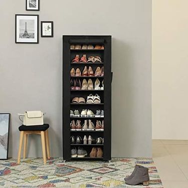 57855210131692280184975 27Kids Toz Geçirmez Örtülü 10 Katlı Metal Ayakkabı Rafı, Siyah, Rxj10H Acı Kahverengi