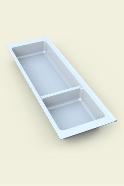 57858324442187999283959 Mutfak Çekmece İçi Modüler İki Bölmeli Kaşıklık, Beyaz 16Cmx48Cm Boydan 4Cm Kesilebilir Diğer