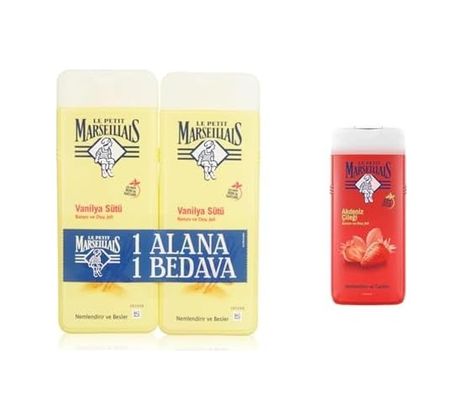 57858324443956799283959 Le Petit Marseillais Vanilya Sütü Duş Jeli 2 X 400Ml Ve Le Petit Marseillais Duş Jeli Akdeniz Çileği 650 Ml Diğer