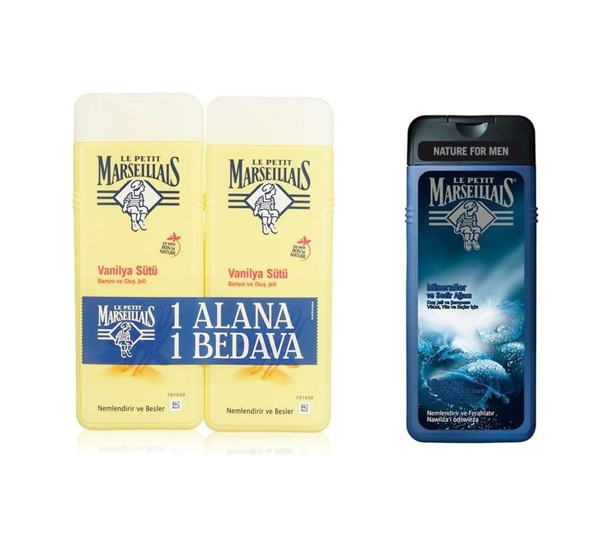 57858324443957099283959 Le Petit Marseillais Vanilya Sütü Duş Jeli 2 X 400Ml Ve Le Petit Marseillais Duş Jeli Men Serisi Mineral Ve Sedir Ağacı 400 Ml Diğer