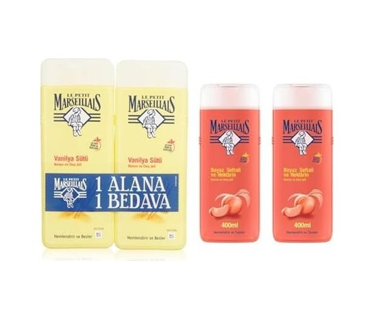 57858324444004399283959 Le Petit Marseillais Vanilya Sütü Duş Jeli 2 X 400Ml Ve Le Petit Marseillais Duş Jeli Beyaz Şeftali Ve Nektarin 2 X 400 Ml Diğer
