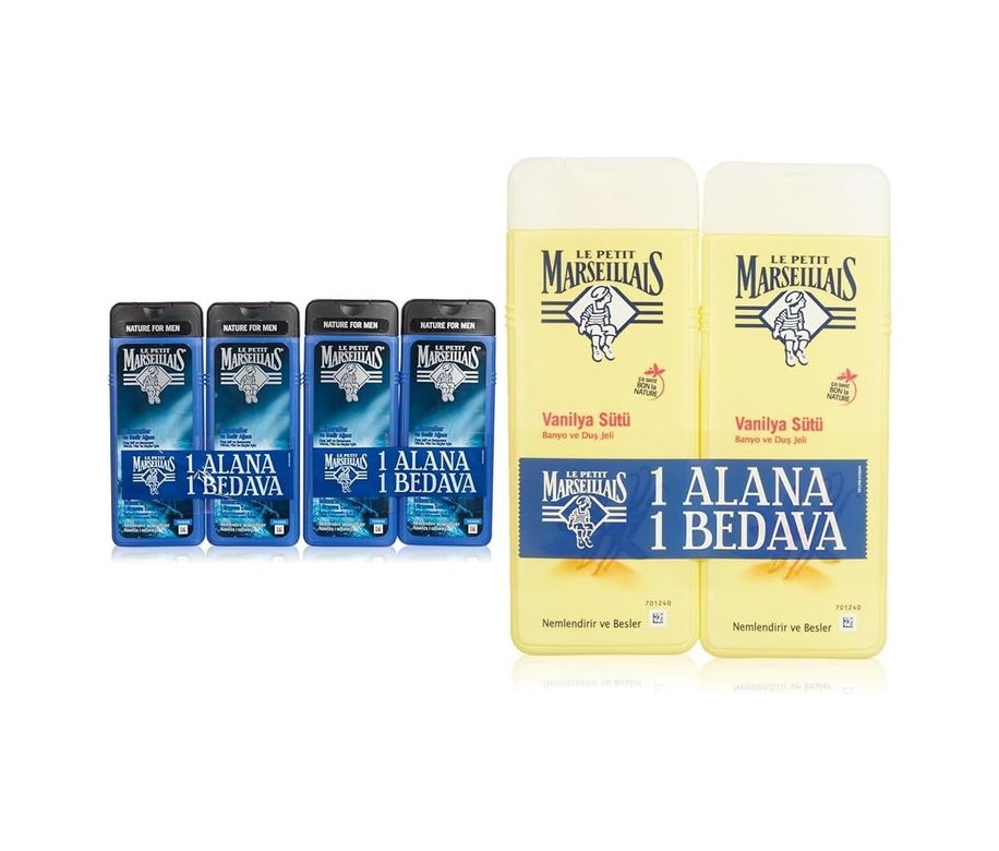57858324444091299283959 Le Petit Marseillais Duş Jeli Men Serisi Mineral Ve Sedir Ağacı 4 X 400 Ml Ve Le Petit Marseillais Vanilya Sütü Duş Jeli 2 X 400Ml Diğer
