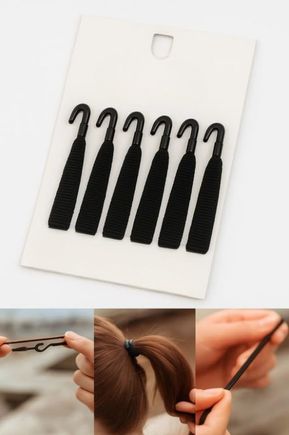 57858324444860699283959 Plastik Kancalı Lastik Saç Tokası Seti, Kadın Toka, Toka Organizer, Toka, Kız Çocuk Toka, Kadife Toka 6'lı Set Siyah Diğer
