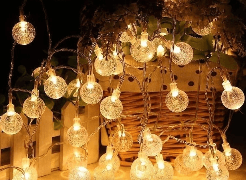 5m 28 Led Kristal Top Gün Işığı Şeffaf Kablo Fişli Eklemeli Mz-18-14