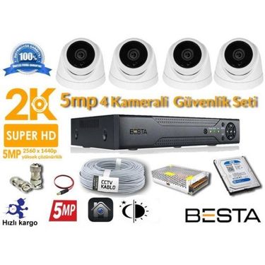 5MP 4 Kameralı AHD Güvenlik Seti