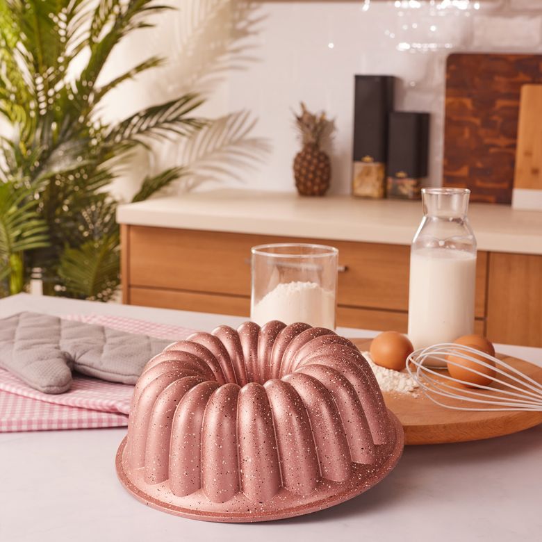 600 Emsan Arya Döküm Kek Kalıbı Golden Pink 24 Cm