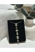 7 ELEMENT Y KOLYE GÜMÜŞ VE GOLD KAPLAMA ÇELİK ZİRKON TAŞLI