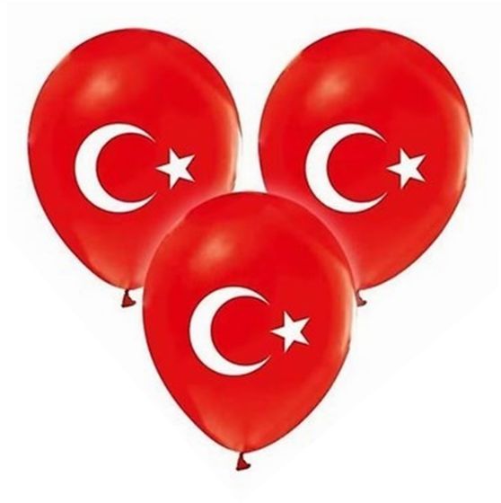 70022024 Gemar Bayrak Baskılı Balon 100 Adet 26 Cm - Türk Bayraklı Balon 100 Adet