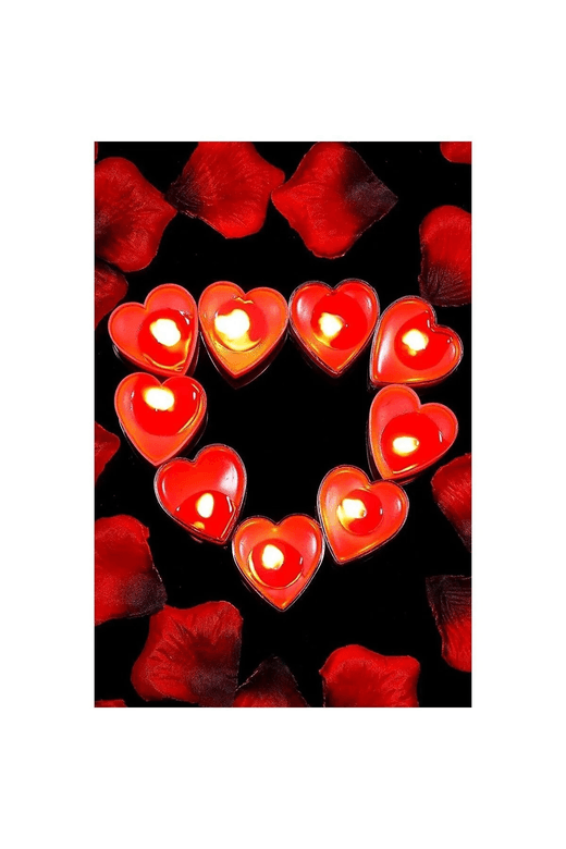 70062024 Tealight  50 Li Romantik Kalpli Tealight Mum Kırmızı Tea Light 50 Adet- Parti Organizasyon Malzemeleri