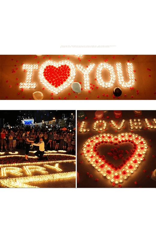 70062024 Tealight  50 Li Romantik Kalpli Tealight Mum Kırmızı Tea Light 50 Adet- Parti Organizasyon Malzemeleri