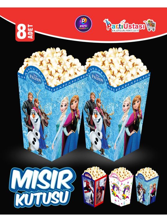 70132024 Parti Ustası Parti Oyun Evi Frozen Popcorn Mısır Kutusu 8'li