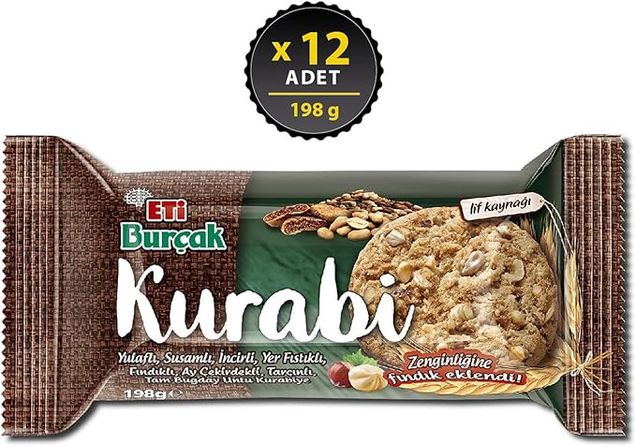 774412158 Eti Burçak Kurabi Fındıklı 198 G X 12 Adet
